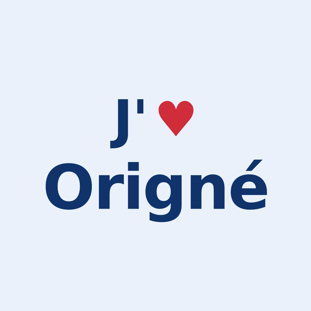 Sticker personnalisé Origné — design J'aime Origné