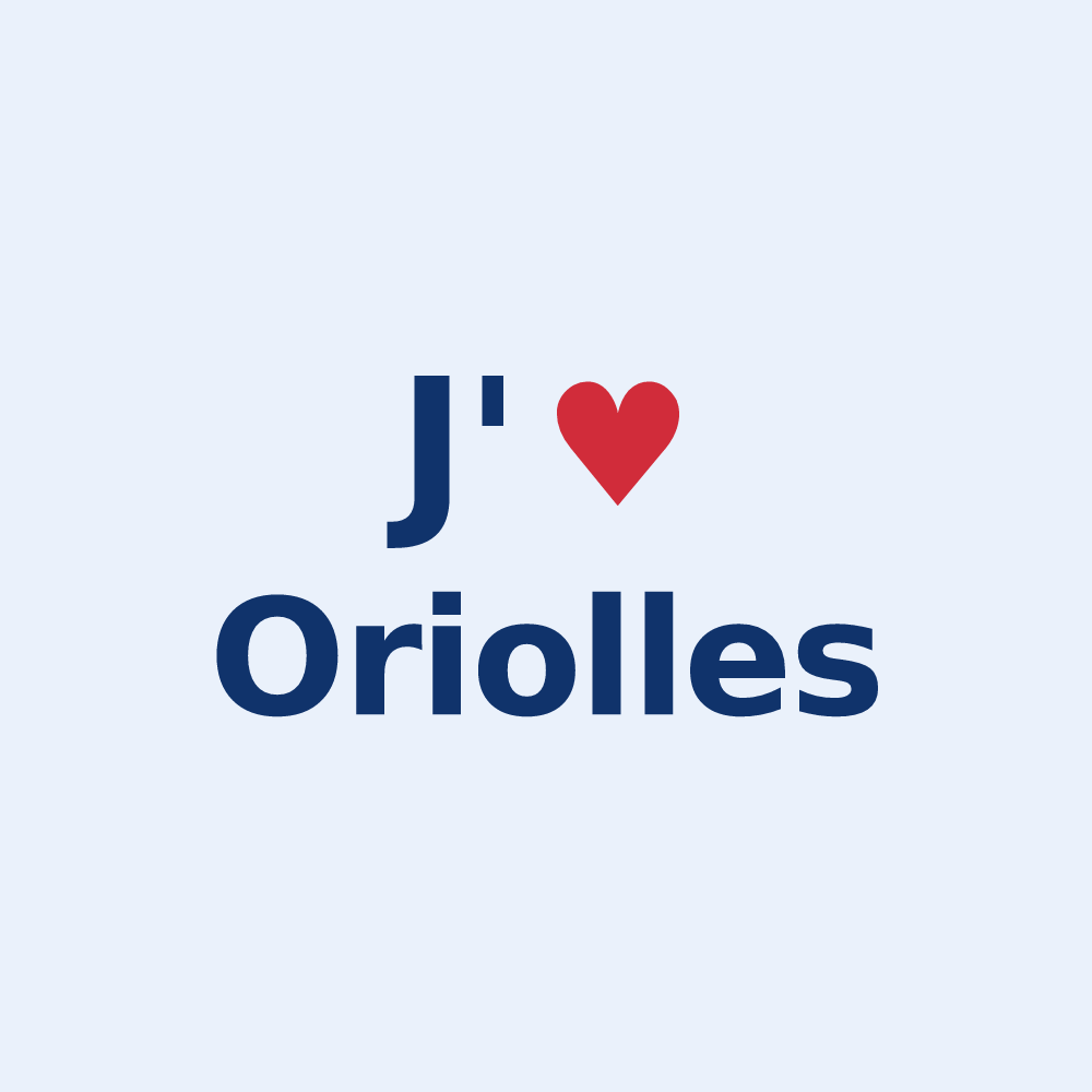 Sticker personnalisé Oriolles — design « J'aime Oriolles » imprimé sur le sticker