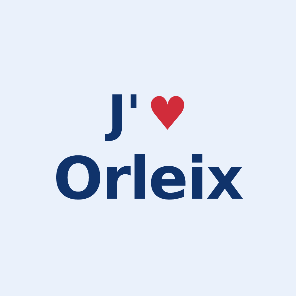 Sticker personnalisé Orleix — design « J'aime Orleix » imprimé sur le sticker