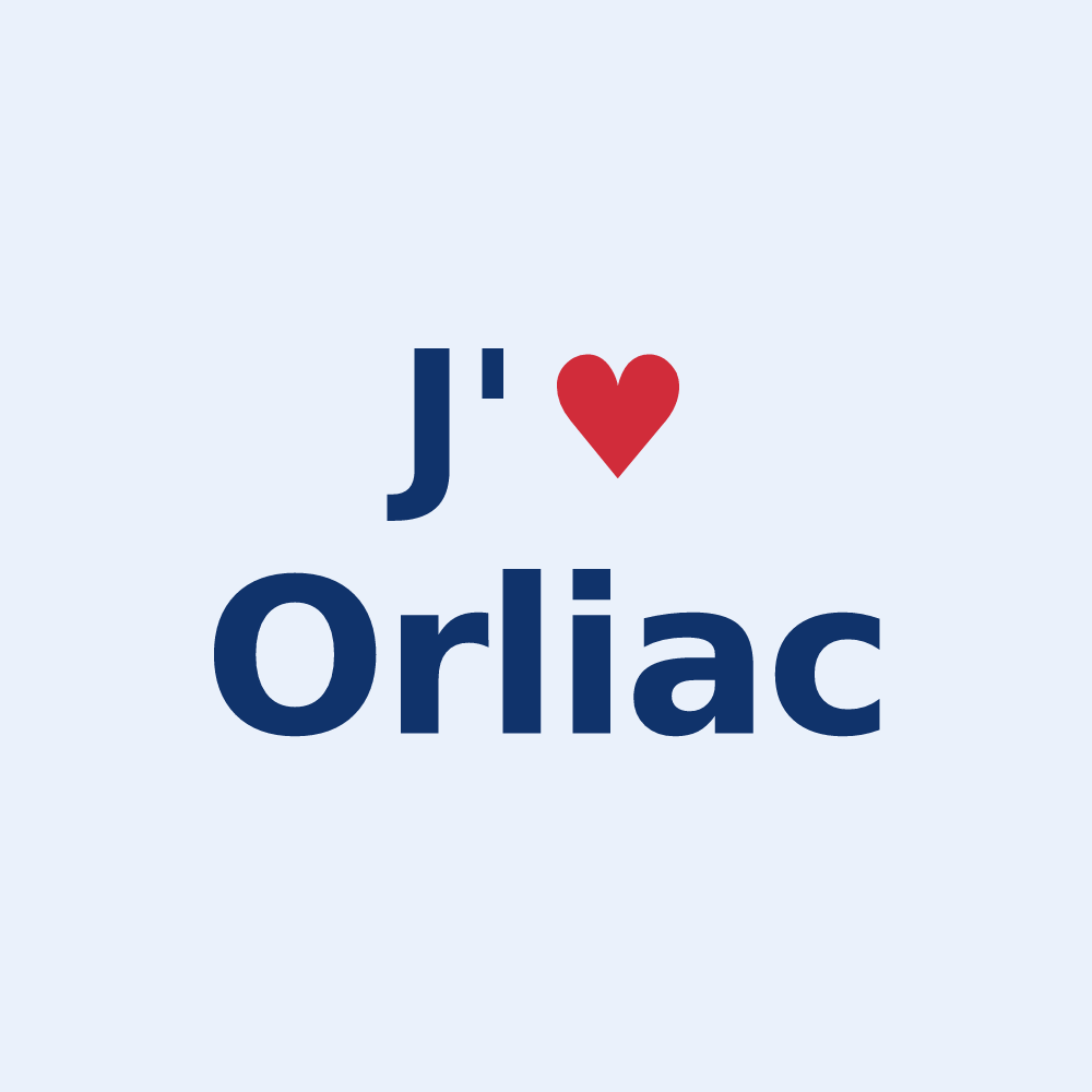 Sticker personnalisé Orliac — design « J'aime Orliac » imprimé sur le sticker