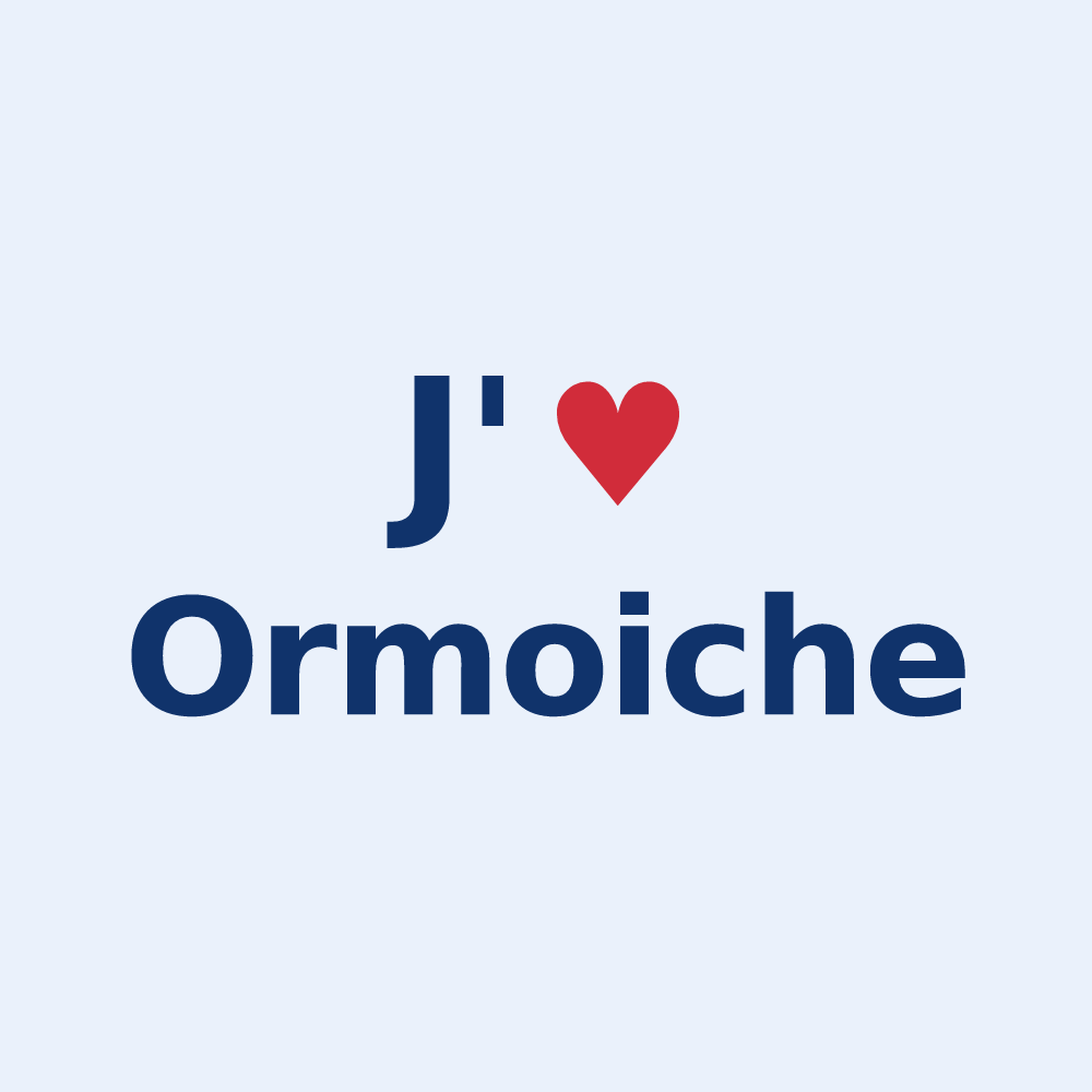 Sticker personnalisé Ormoiche — design « J'aime Ormoiche » imprimé sur le sticker