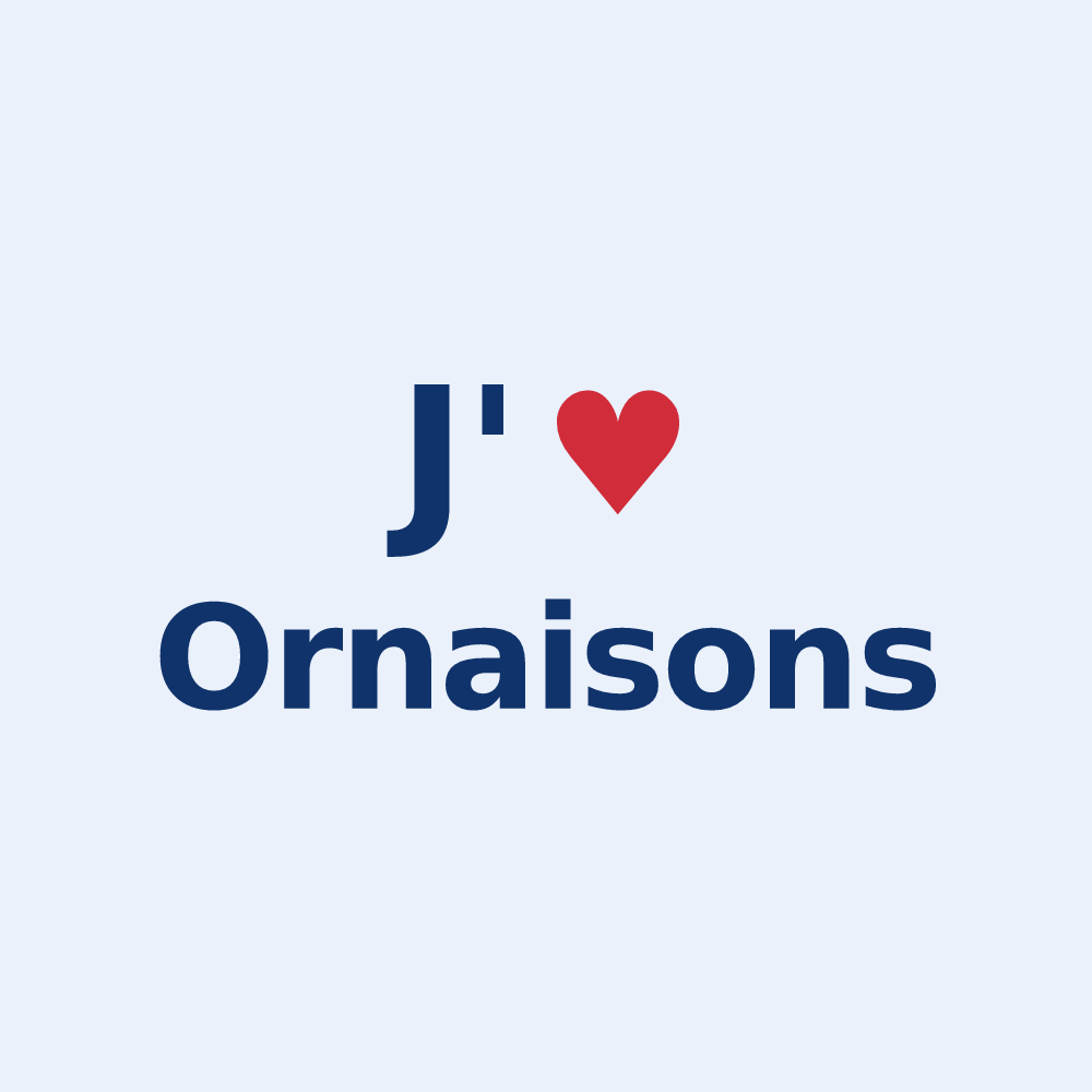 Sticker personnalisé Ornaisons — design « J'aime Ornaisons » imprimé sur le sticker