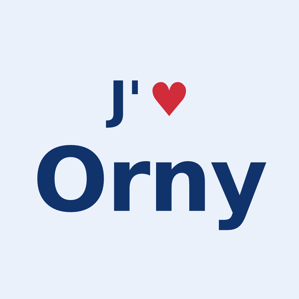 Sticker personnalisé Orny — design « J'aime Orny » imprimé sur le sticker