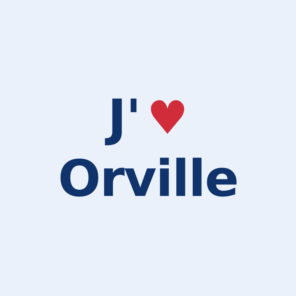 Sticker personnalisé Orville — design « J'aime Orville » imprimé sur le sticker