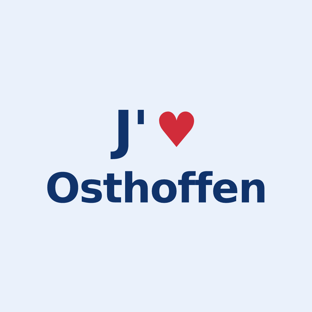 Sticker personnalisé Osthoffen — design « J'aime Osthoffen » imprimé sur le sticker