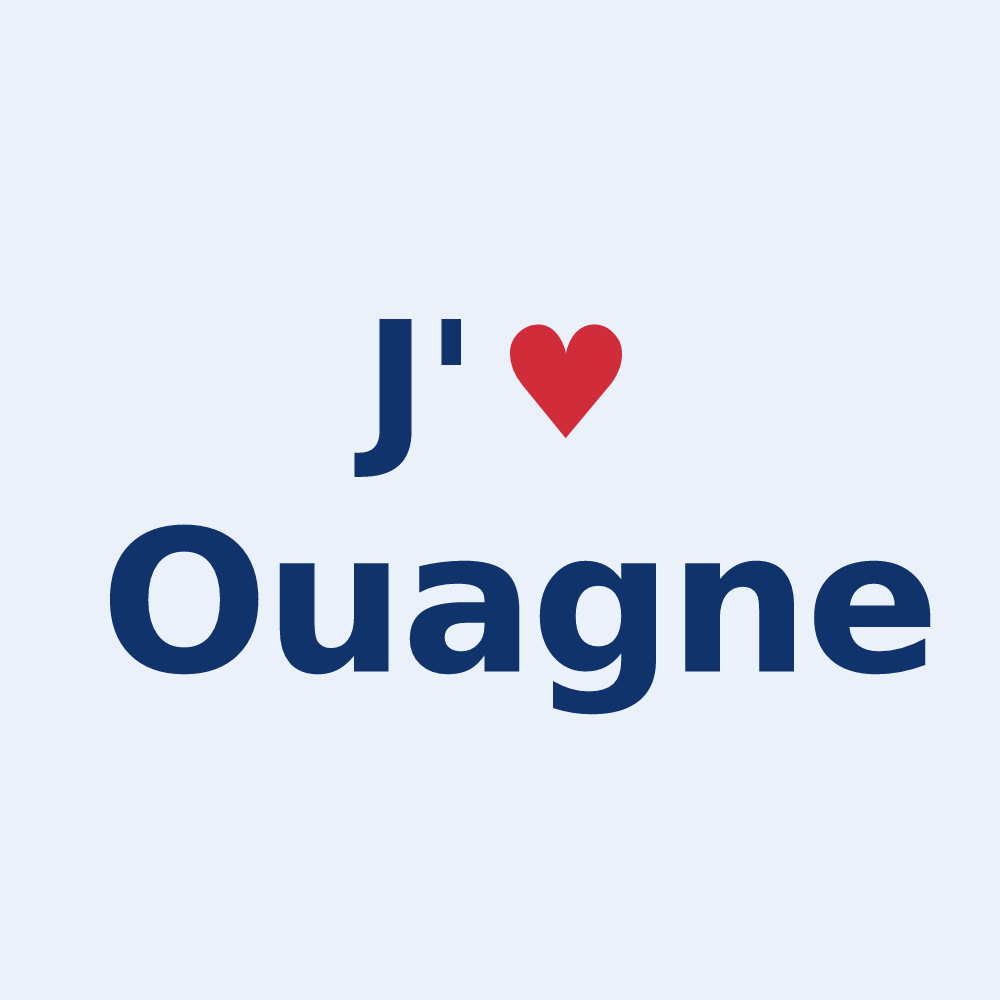 Sticker personnalisé Ouagne — design « J'aime Ouagne » imprimé sur le sticker