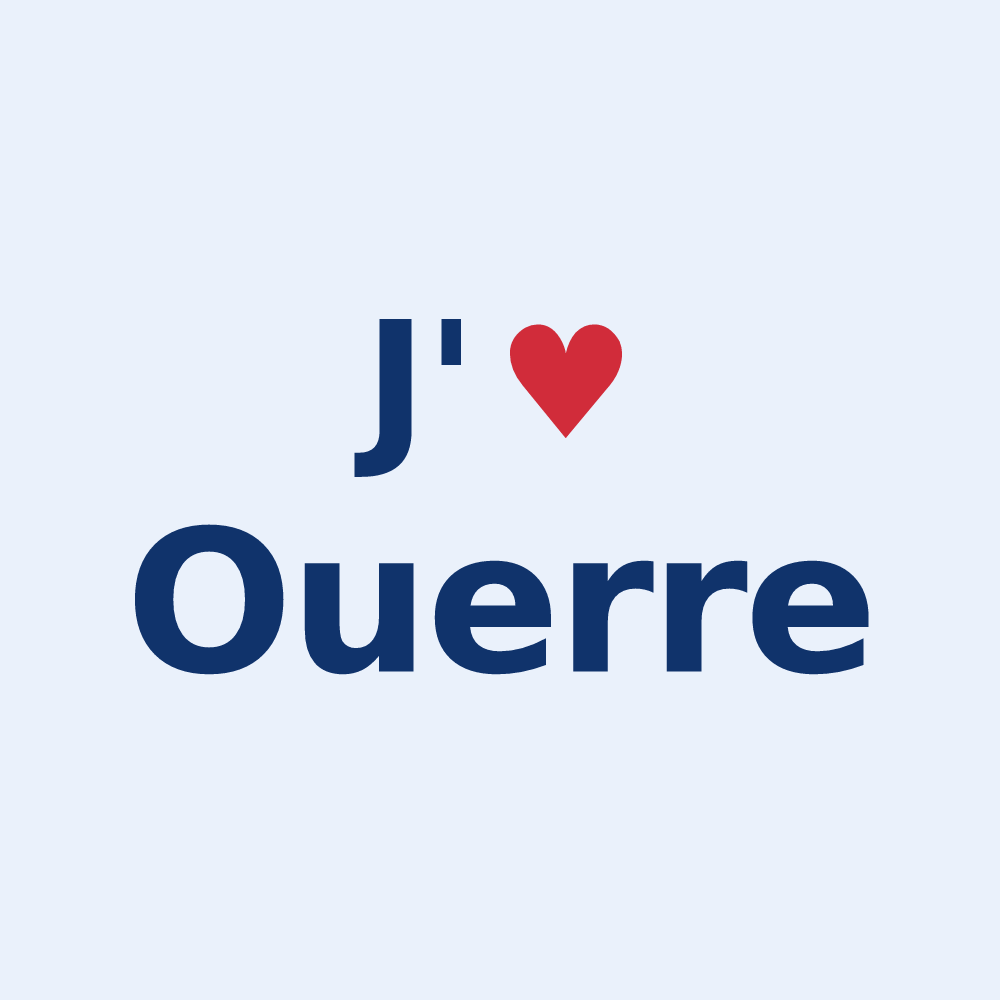 Sticker personnalisé Ouerre — design J'aime Ouerre