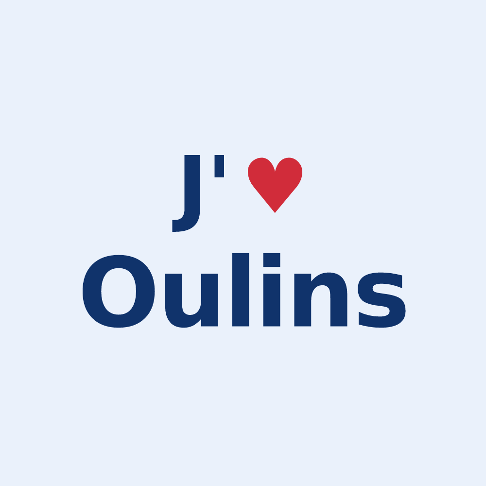Sticker personnalisé Oulins — design « J'aime Oulins » imprimé sur le sticker