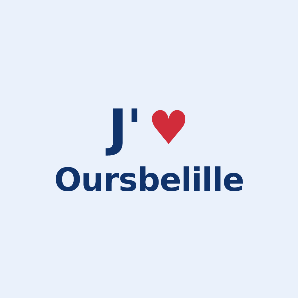 Sticker personnalisé Oursbelille — design J'aime Oursbelille