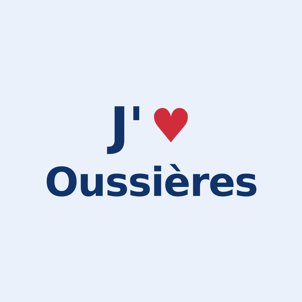 Sticker personnalisé Oussières — design J'aime Oussières
