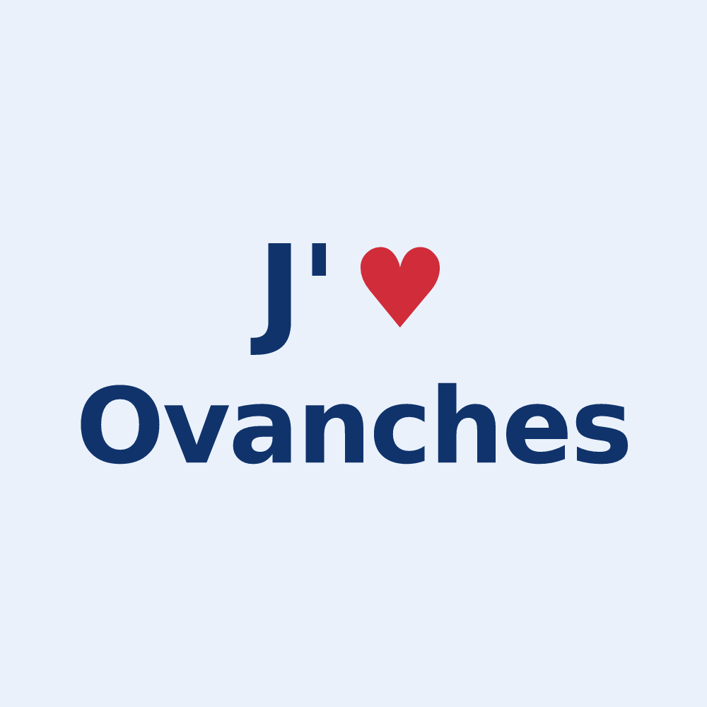 Sticker personnalisé Ovanches — design « J'aime Ovanches » imprimé sur le sticker