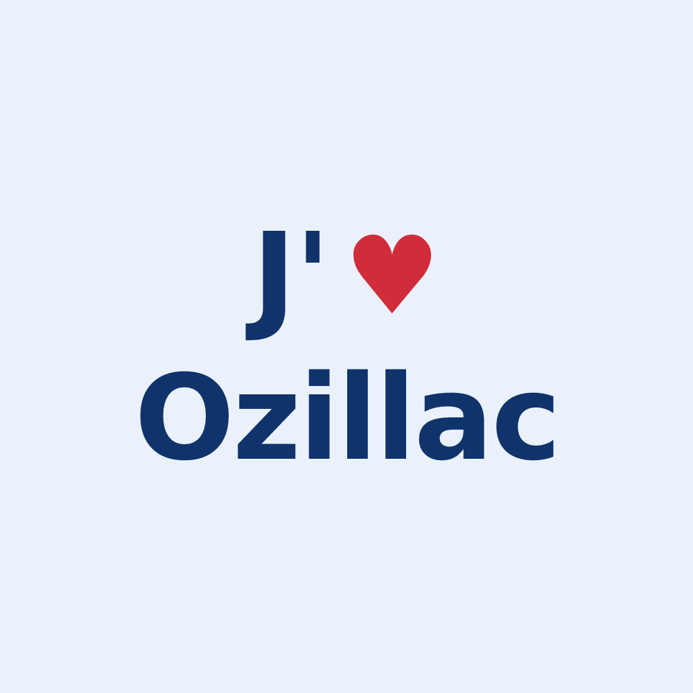 Sticker personnalisé Ozillac — design J'aime Ozillac