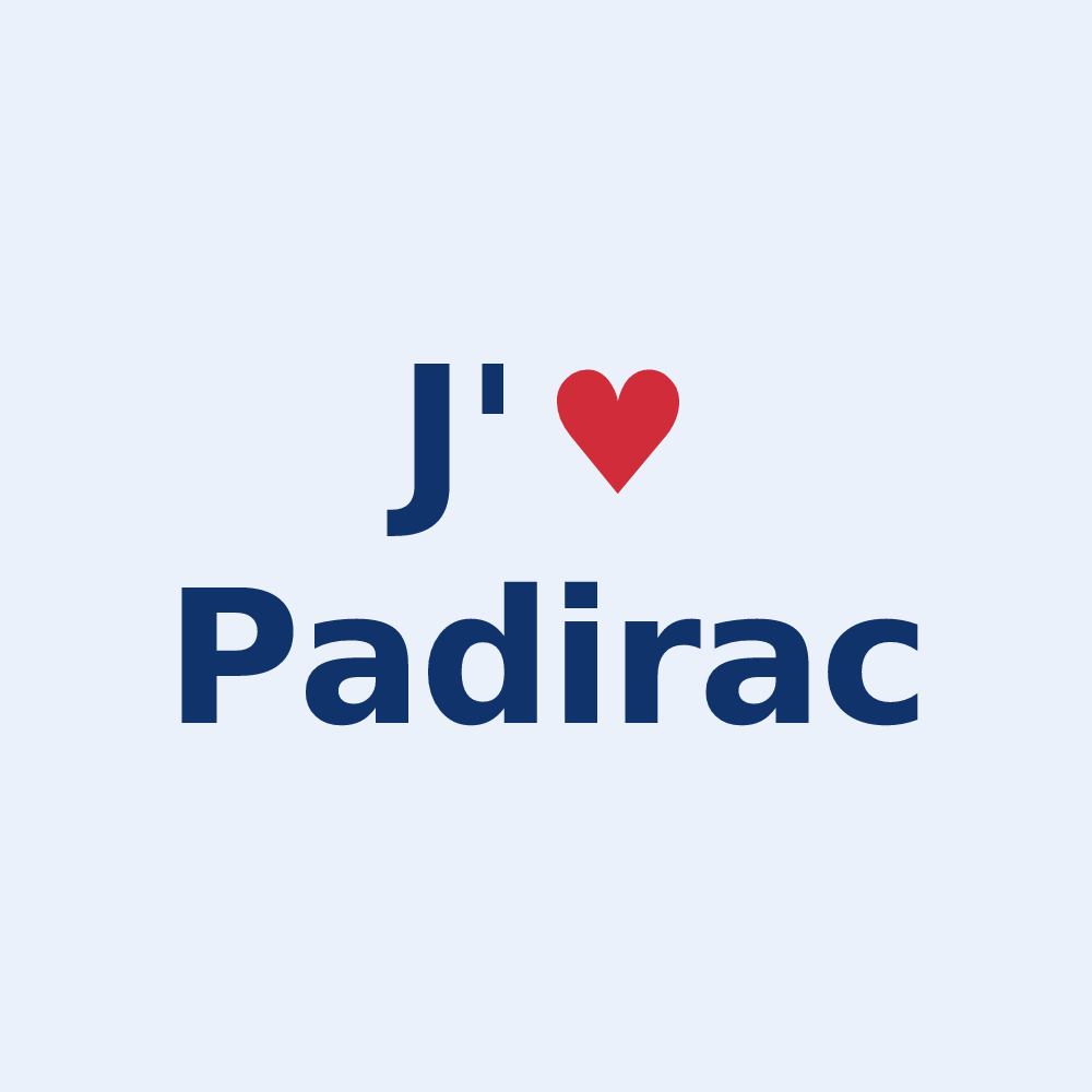 Sticker personnalisé Padirac — design J'aime Padirac