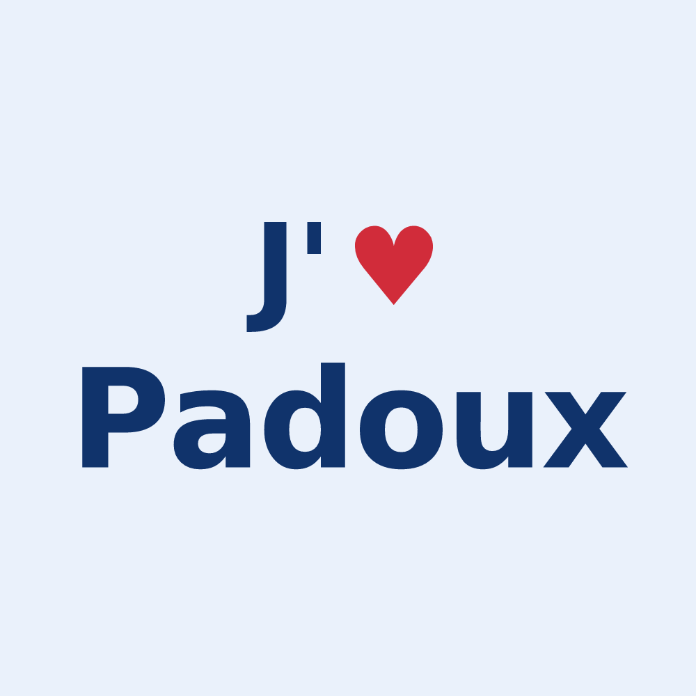 Sticker personnalisé Padoux — design J'aime Padoux