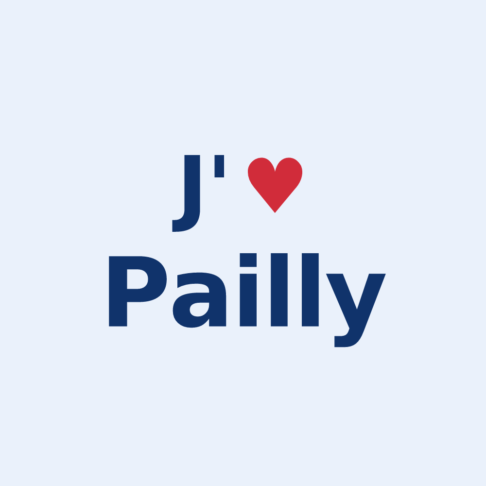 Sticker personnalisé Pailly — design « J'aime Pailly » imprimé sur le sticker