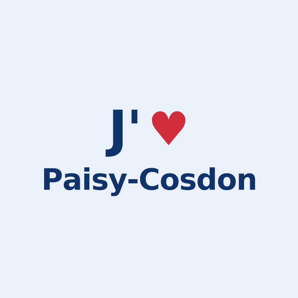 Sticker personnalisé Paisy-Cosdon — design « J'aime Paisy-Cosdon » imprimé sur le sticker