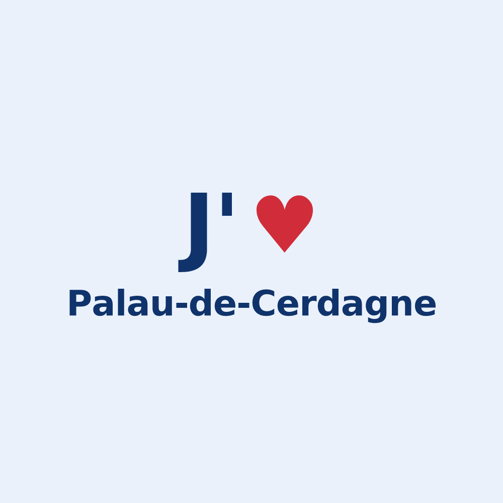Sticker personnalisé Palau-de-Cerdagne — design « J'aime Palau-de-Cerdagne » imprimé sur le sticker