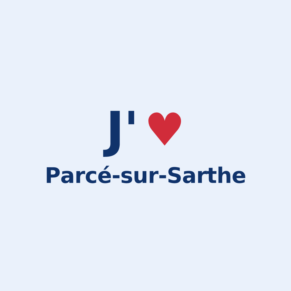 Sticker personnalisé Parcé-sur-Sarthe — design J'aime Parcé-sur-Sarthe