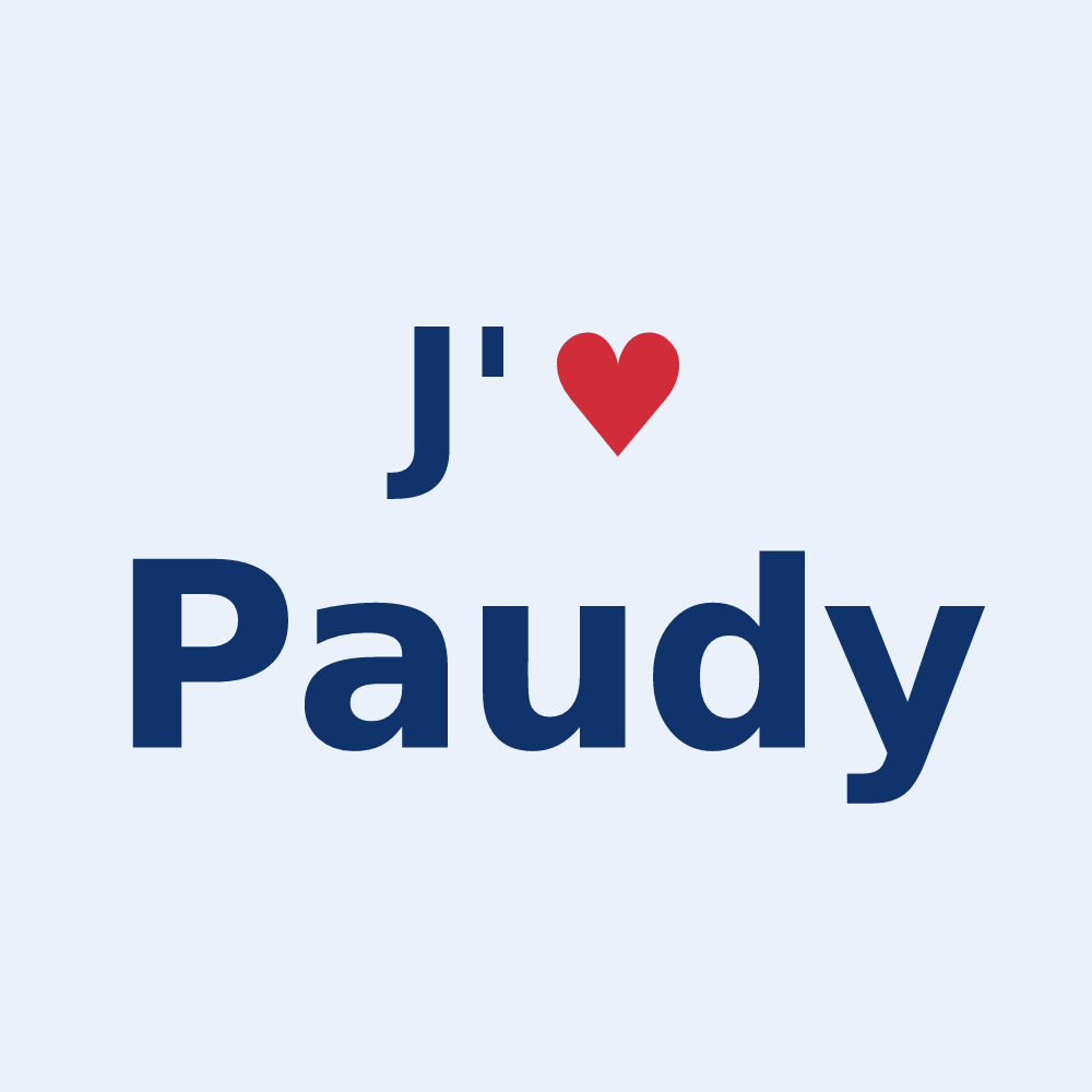 Sticker personnalisé Paudy — design J'aime Paudy