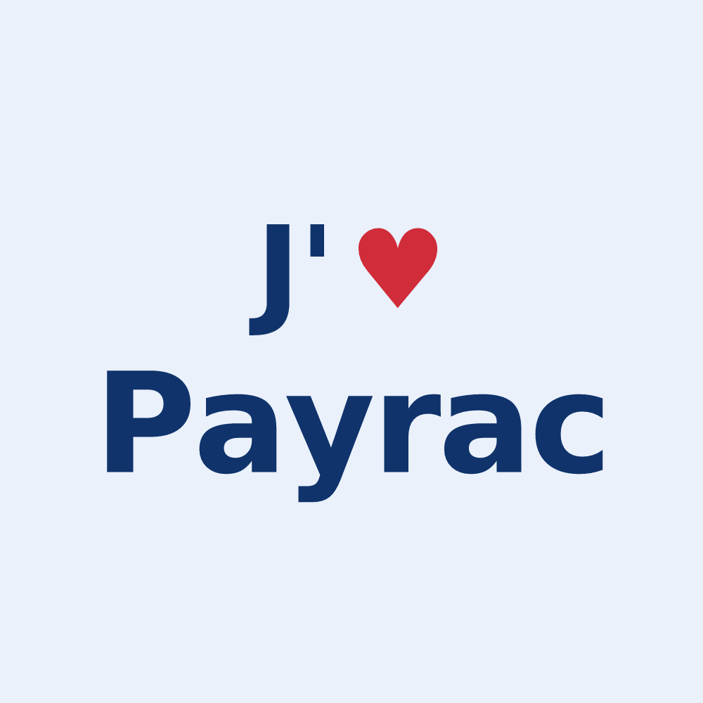 Sticker personnalisé Payrac — design « J'aime Payrac » imprimé sur le sticker