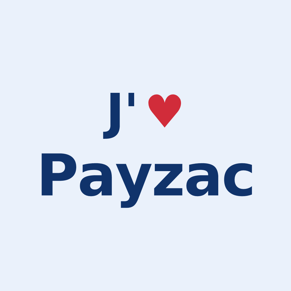 Sticker personnalisé Payzac — design « J'aime Payzac » imprimé sur le sticker