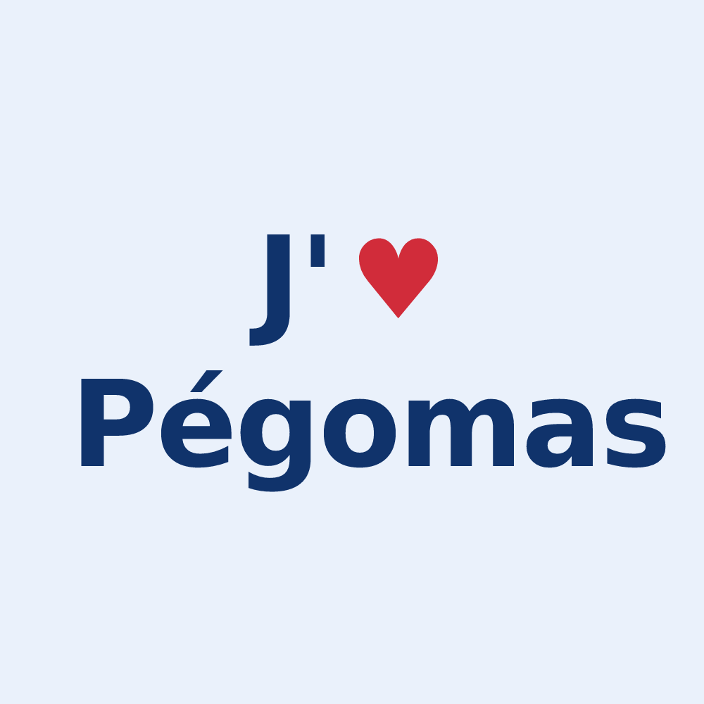 Sticker personnalisé Pégomas — design « J'aime Pégomas » imprimé sur le sticker