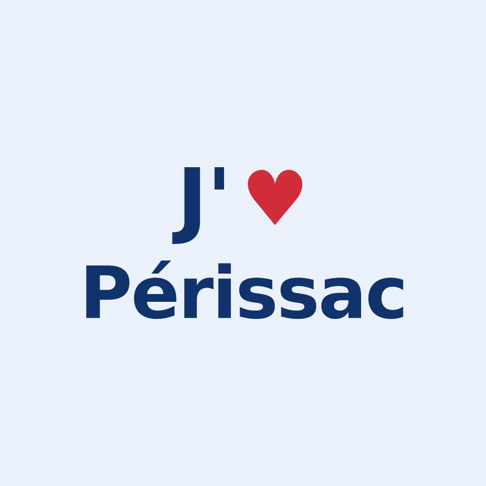 Sticker personnalisé Périssac — design « J'aime Périssac » imprimé sur le sticker
