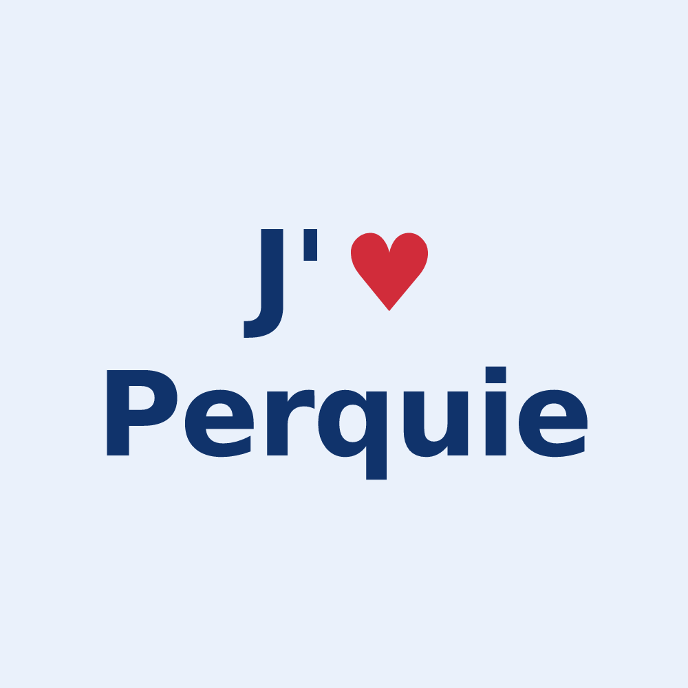 Sticker personnalisé Perquie — design J'aime Perquie