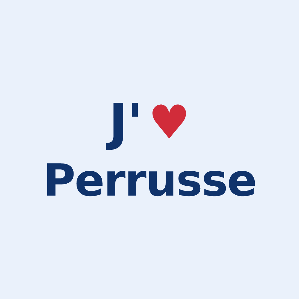 Sticker personnalisé Perrusse — design J'aime Perrusse
