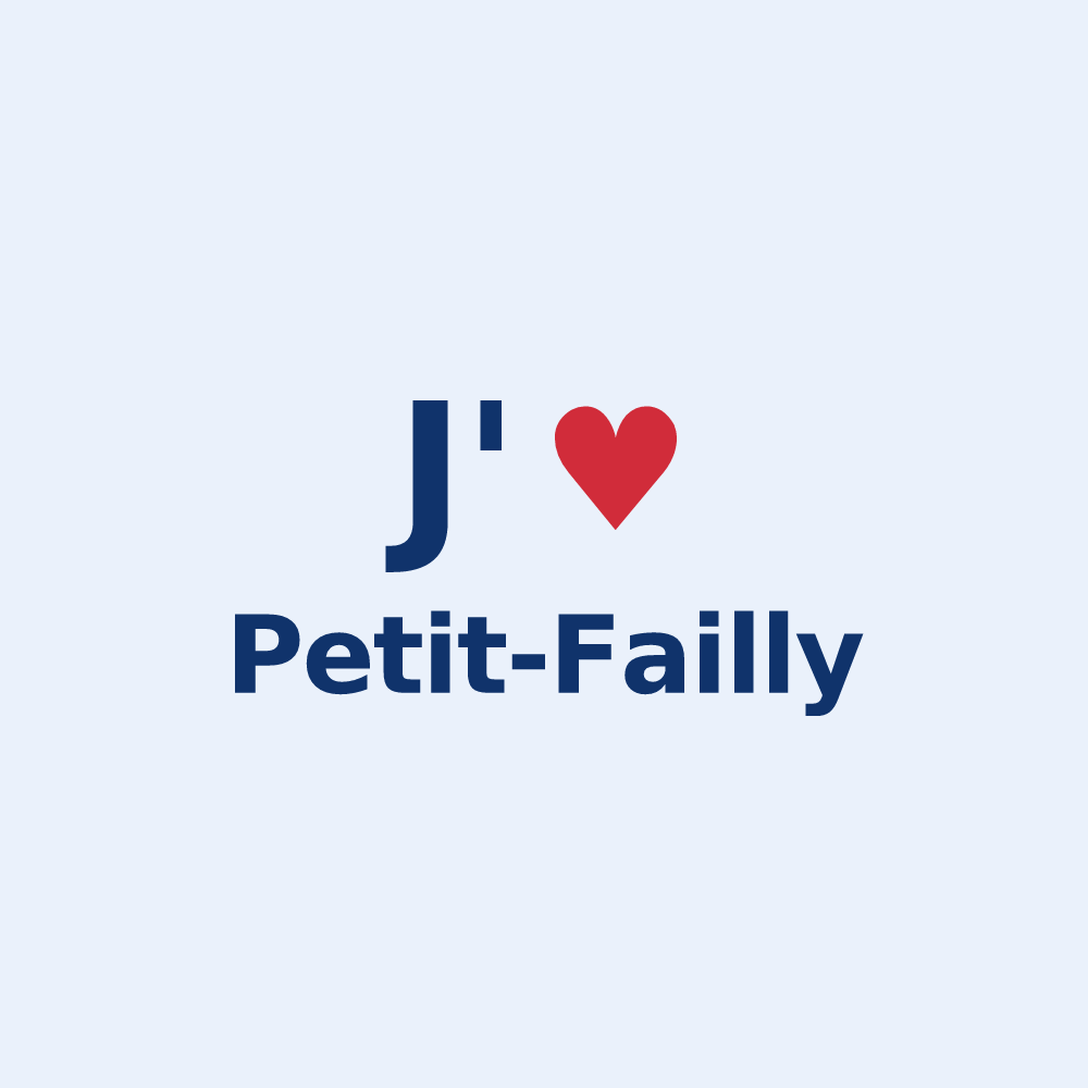 Sticker personnalisé Petit-Failly — design « J'aime Petit-Failly » imprimé sur le sticker