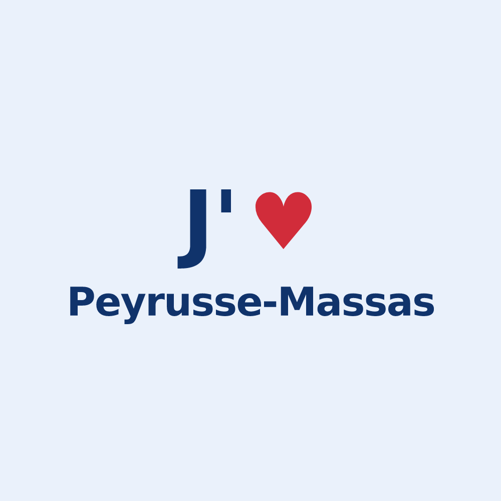 Sticker personnalisé Peyrusse-Massas — design J'aime Peyrusse-Massas