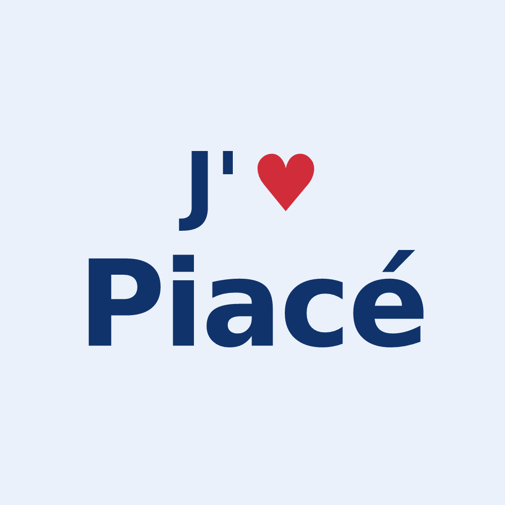 Sticker personnalisé Piacé — design « J'aime Piacé » imprimé sur le sticker