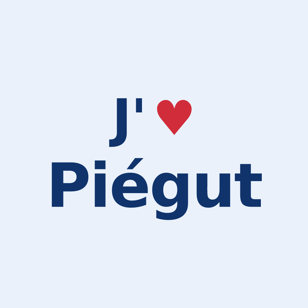 Sticker personnalisé Piégut — design « J'aime Piégut » imprimé sur le sticker