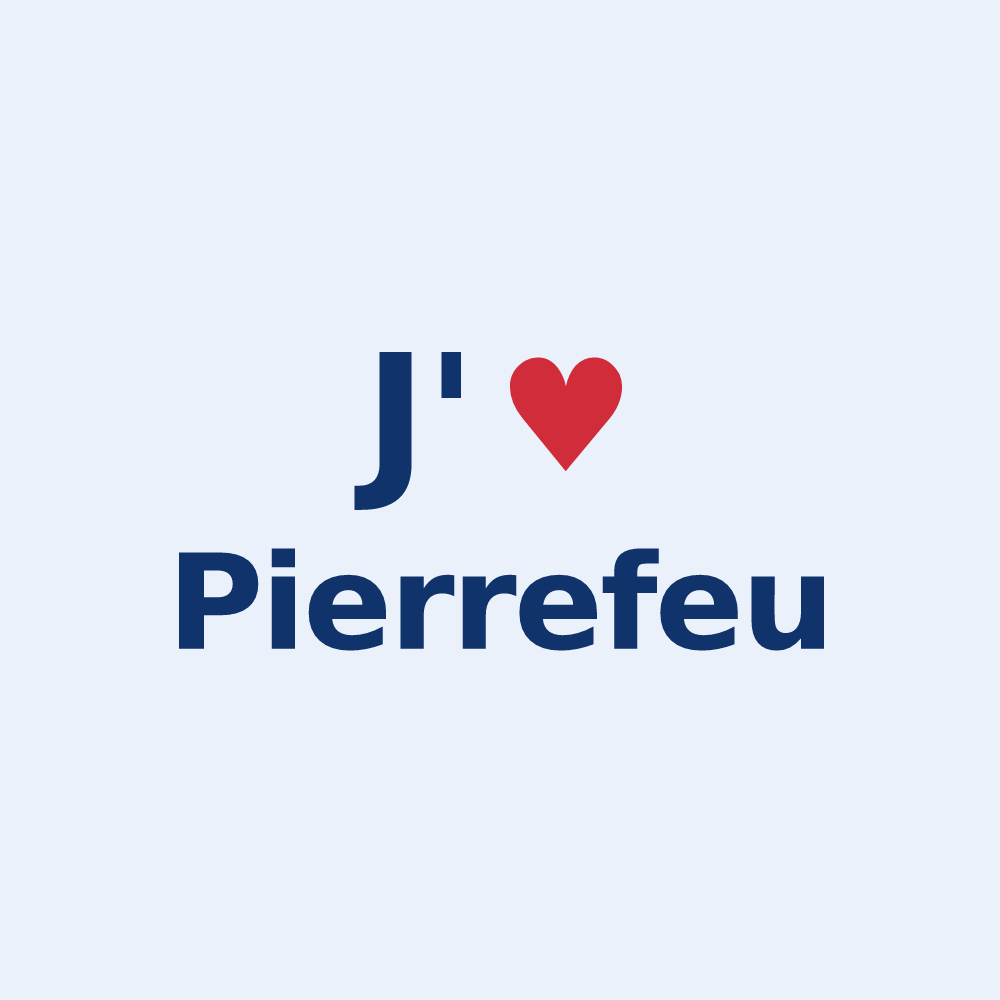 Sticker personnalisé Pierrefeu — design « J'aime Pierrefeu » imprimé sur le sticker