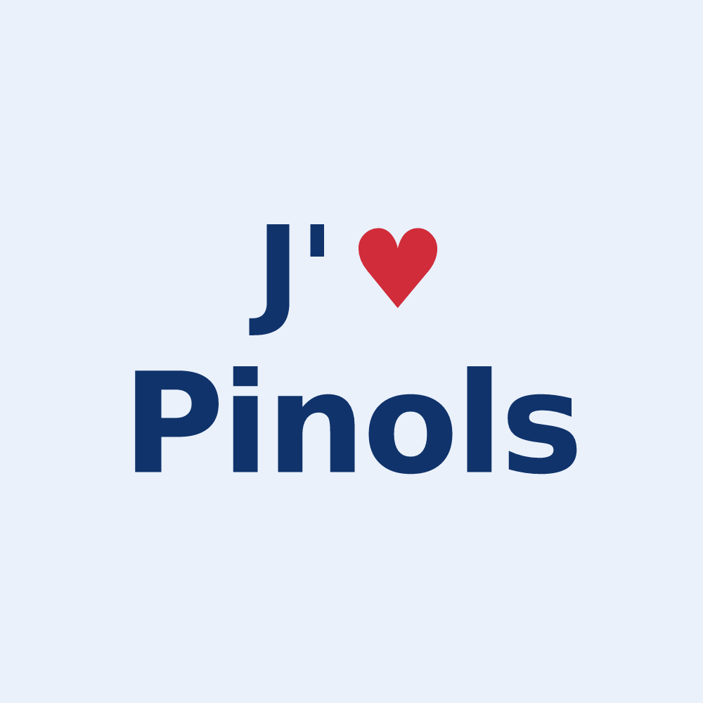 Sticker personnalisé Pinols — design J'aime Pinols