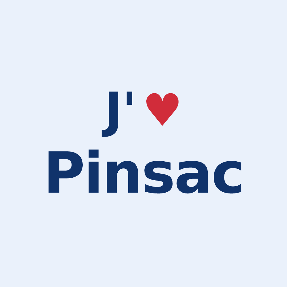 Sticker personnalisé Pinsac — design « J'aime Pinsac » imprimé sur le sticker