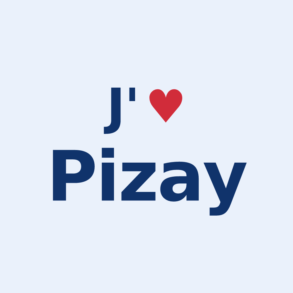 Sticker personnalisé Pizay — design J'aime Pizay