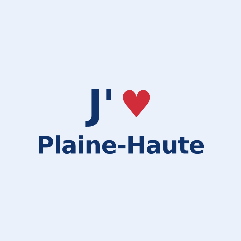 Sticker personnalisé Plaine-Haute — design « J'aime Plaine-Haute » imprimé sur le sticker
