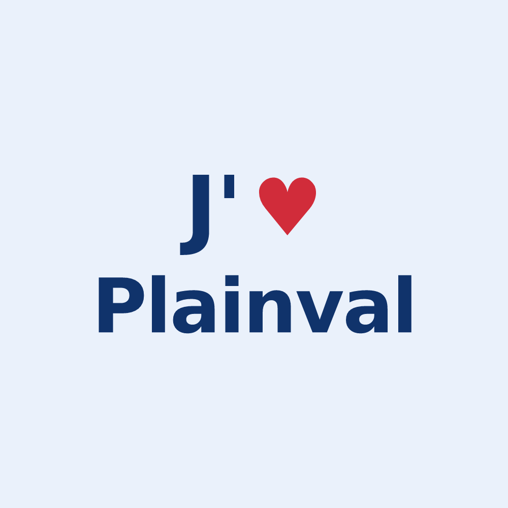 Sticker personnalisé Plainval — design J'aime Plainval