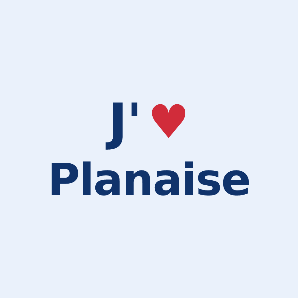 Sticker personnalisé Planaise — design « J'aime Planaise » imprimé sur le sticker
