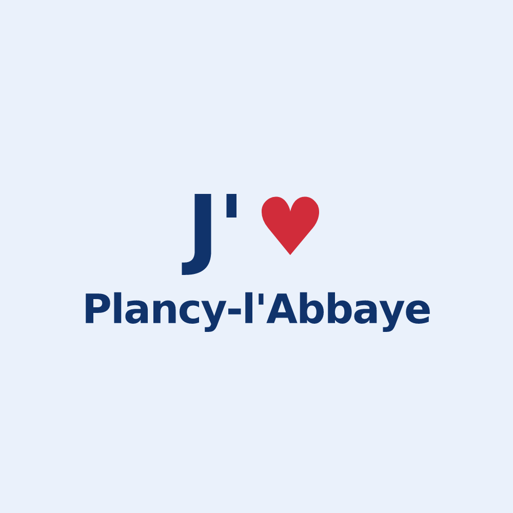 Sticker personnalisé Plancy-l'Abbaye — design « J'aime Plancy-l'Abbaye » imprimé sur le sticker