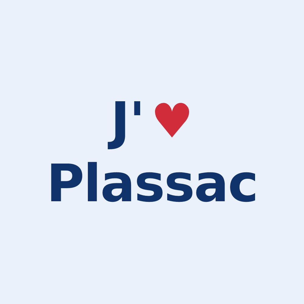 Sticker personnalisé Plassac — design J'aime Plassac
