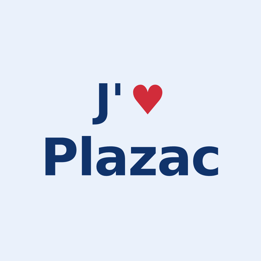Sticker personnalisé Plazac — design J'aime Plazac