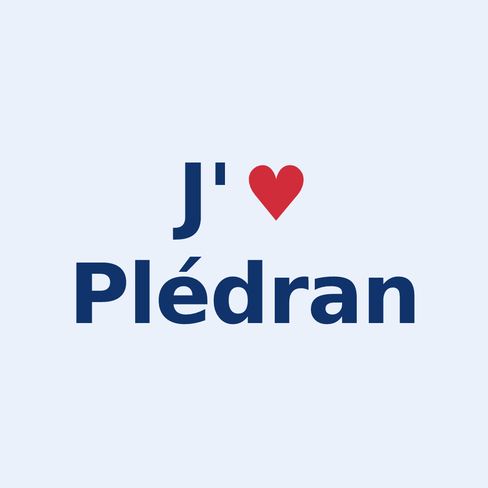 Sticker personnalisé Plédran — design « J'aime Plédran » imprimé sur le sticker