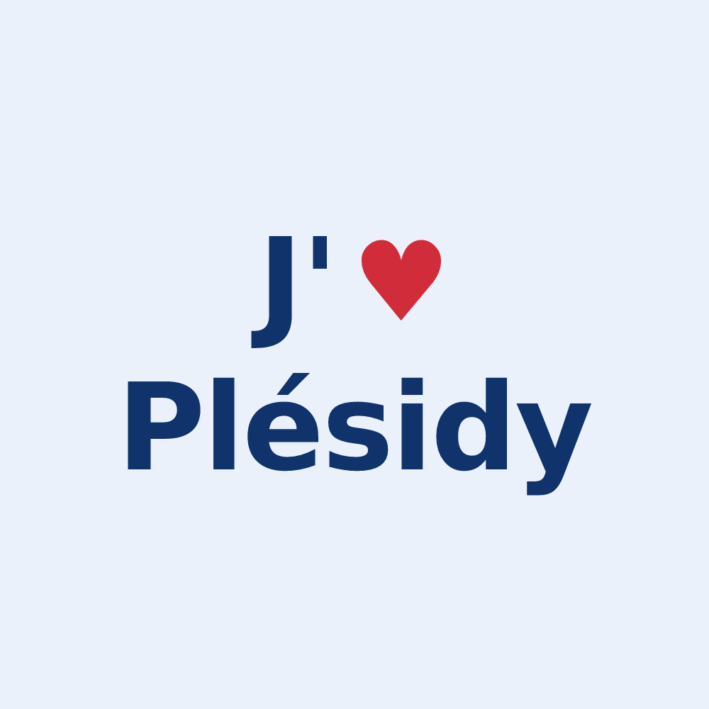 Sticker personnalisé Plésidy — design « J'aime Plésidy » imprimé sur le sticker