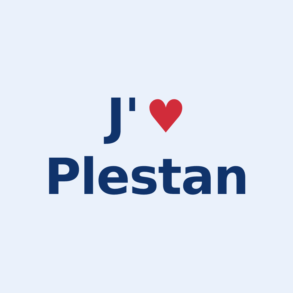 Sticker personnalisé Plestan — design « J'aime Plestan » imprimé sur le sticker