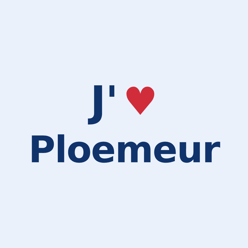 Sticker personnalisé Ploemeur — design « J'aime Ploemeur » imprimé sur le sticker