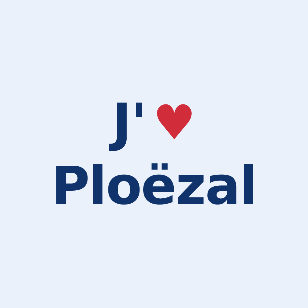 Sticker personnalisé Ploëzal — design « J'aime Ploëzal » imprimé sur le sticker