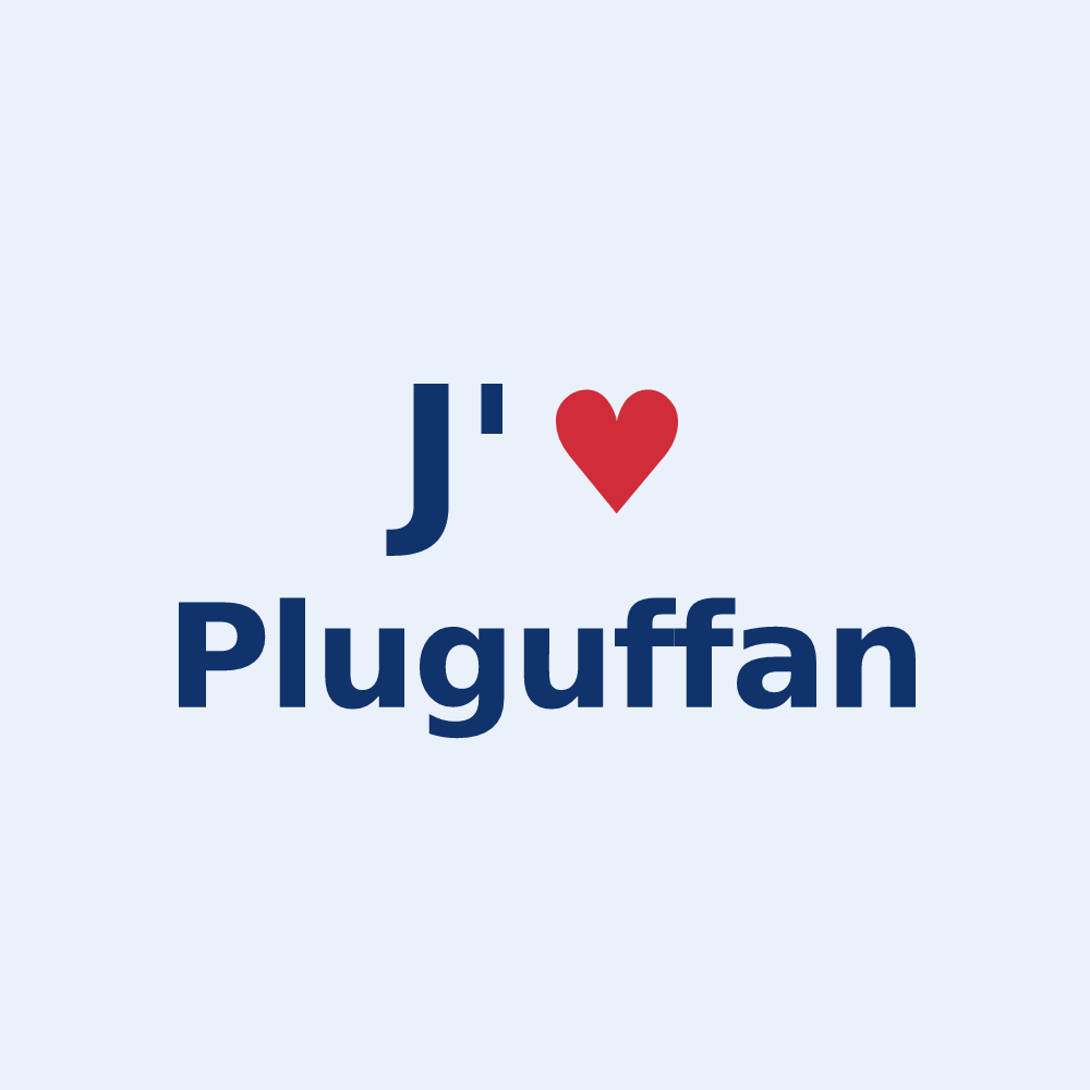 Sticker personnalisé Pluguffan — design J'aime Pluguffan