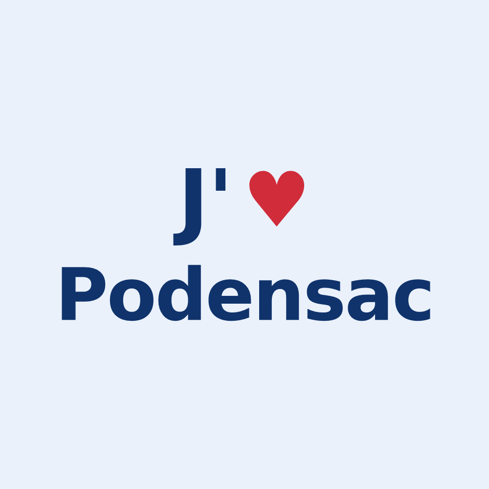 Sticker personnalisé Podensac — design J'aime Podensac